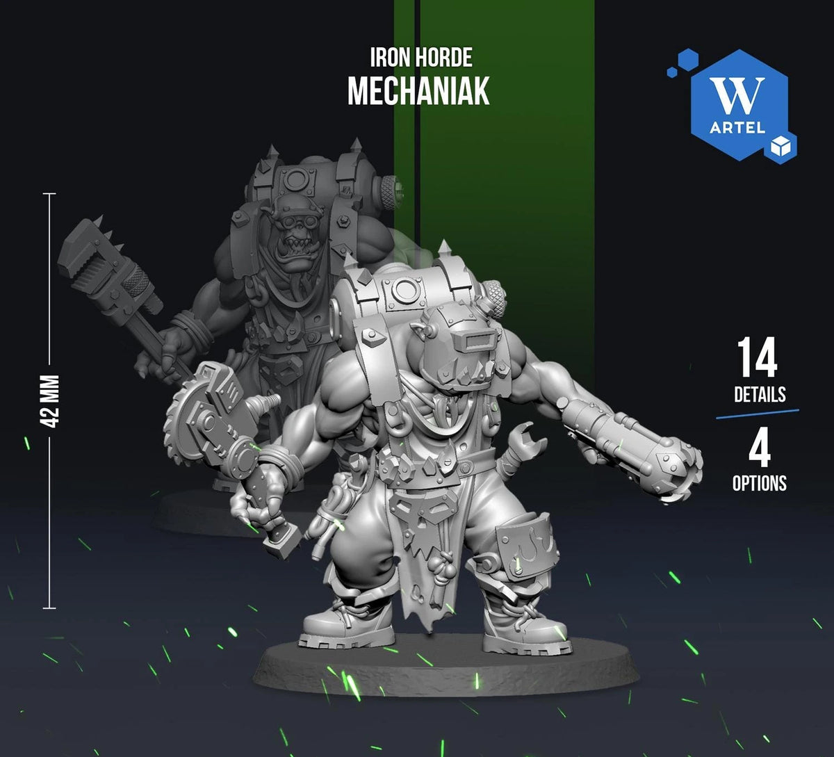 a graphic representation of a warhammer with a weapon