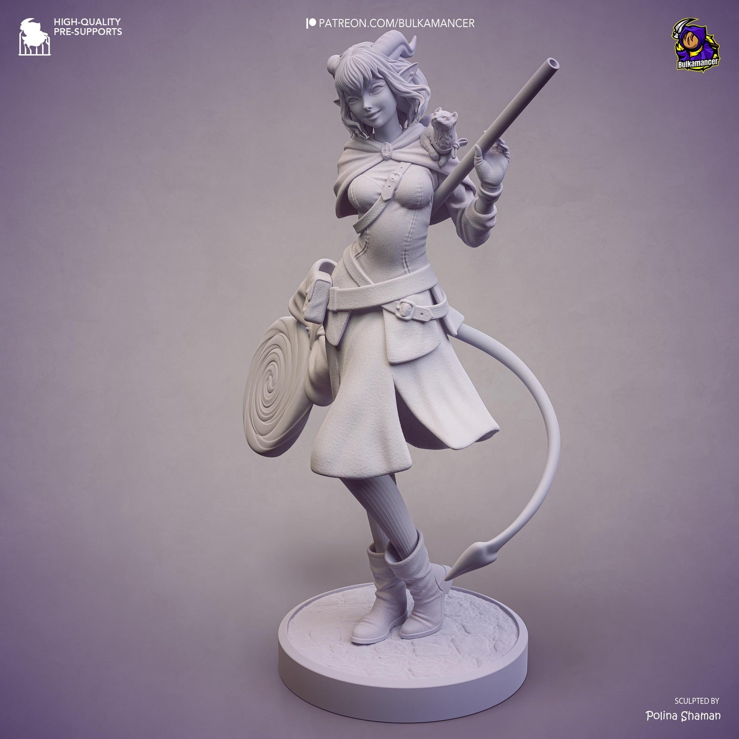 Prankster Pudding Unpainted Resin Statue | Cute Fantasy Trickster Girl Figure | Candy Staff Display Model