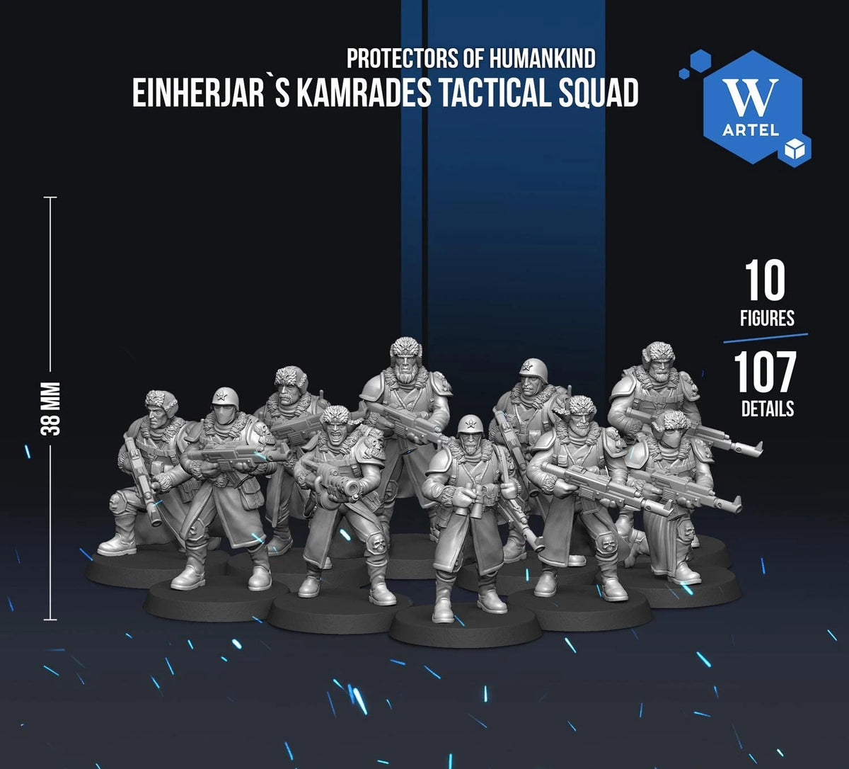 The image is an advertisement for Einherjar's Kamrades Tactical Squad, featuring a group of soldiers in tactical gear.