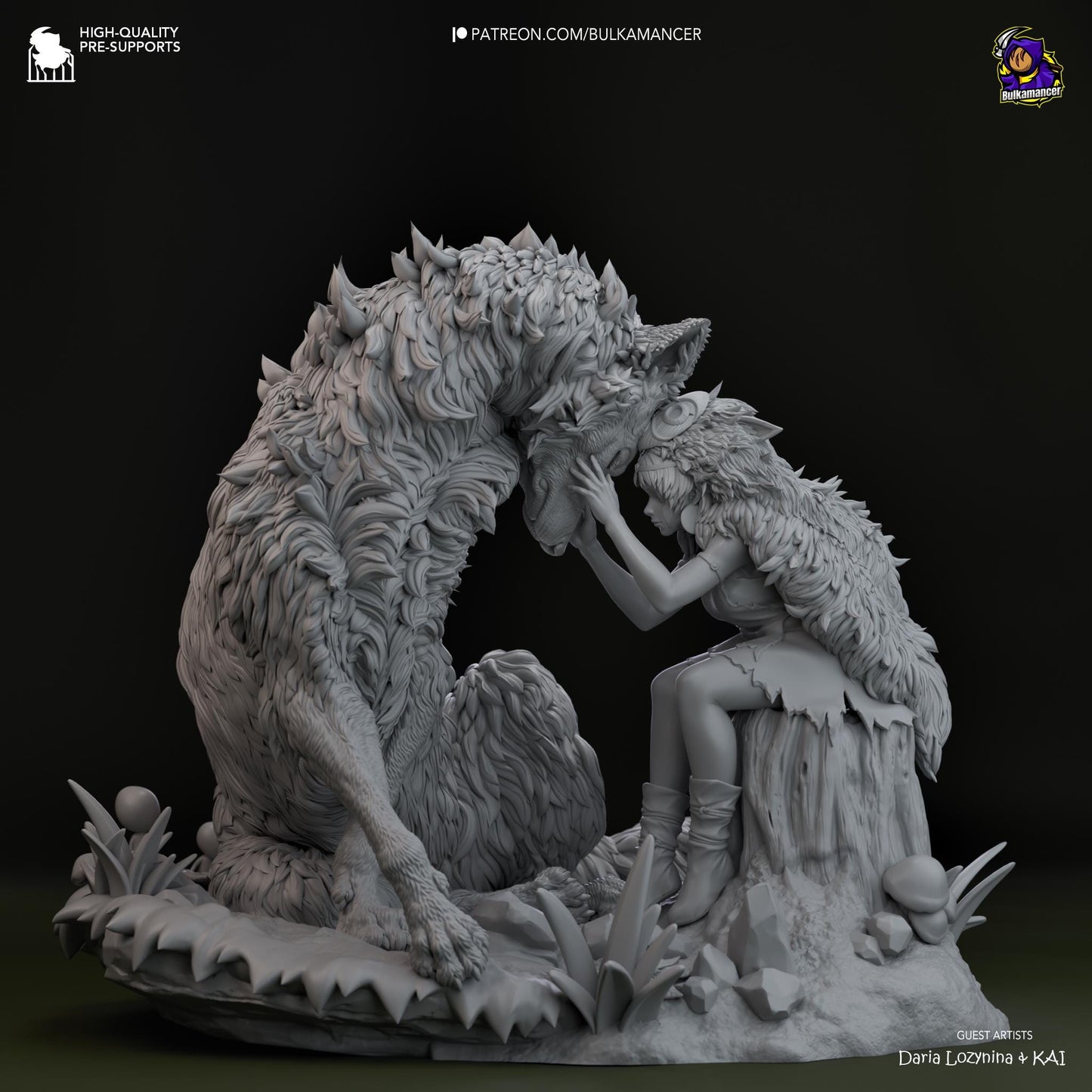 a statue of a woman sitting next to a wolf