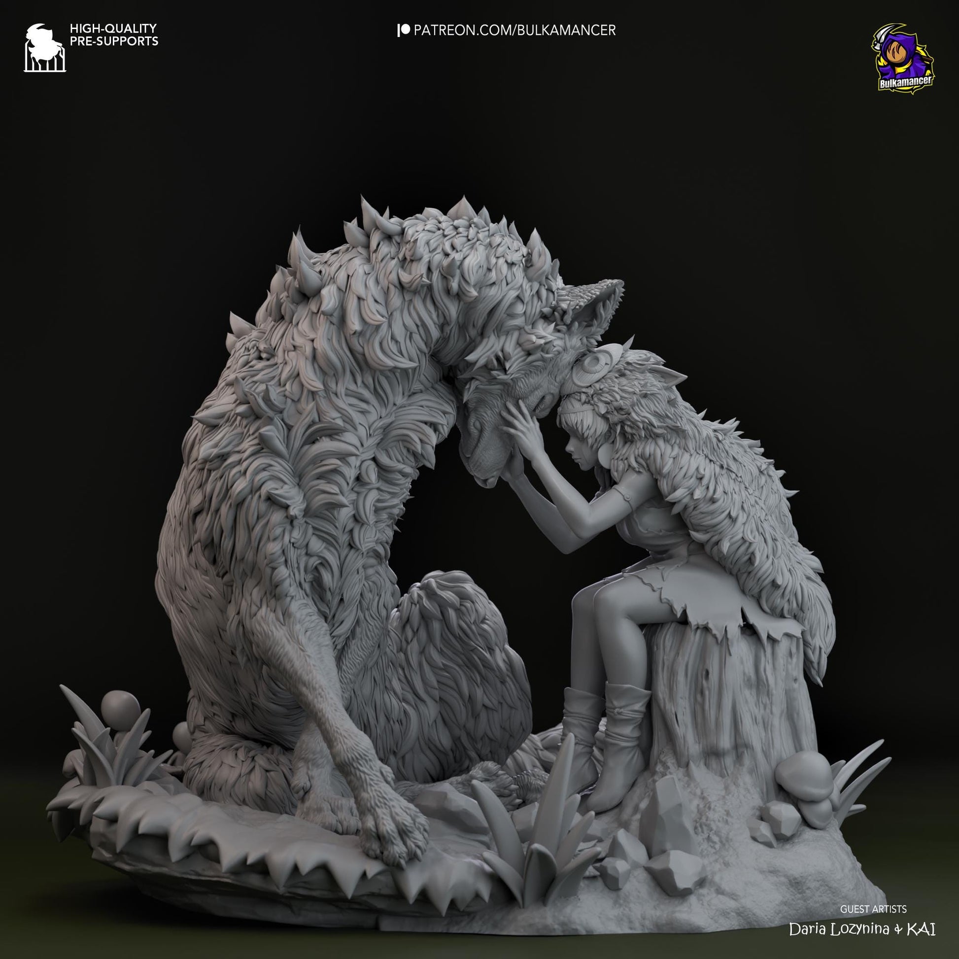 a statue of a woman sitting next to a wolf