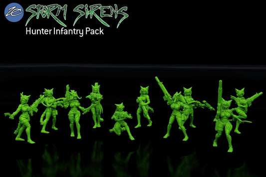 Storm Sirens Hunter Infantry Pack – Sci-Fi Female Soldiers | Imperial Guard Proxy | Unpainted Resin Miniatures