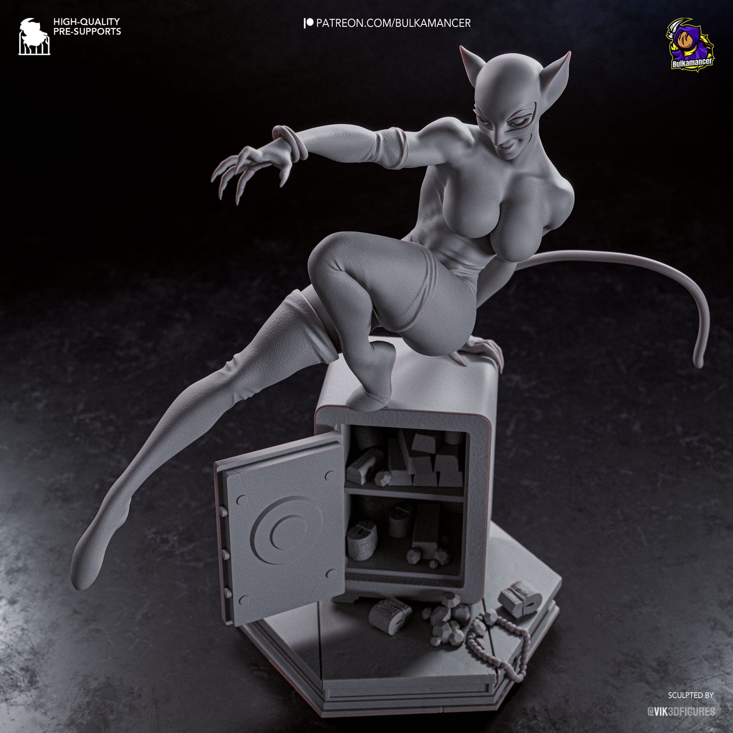 Feline Burglar Resin Statue • Cat Thief Display Figure • Unpainted