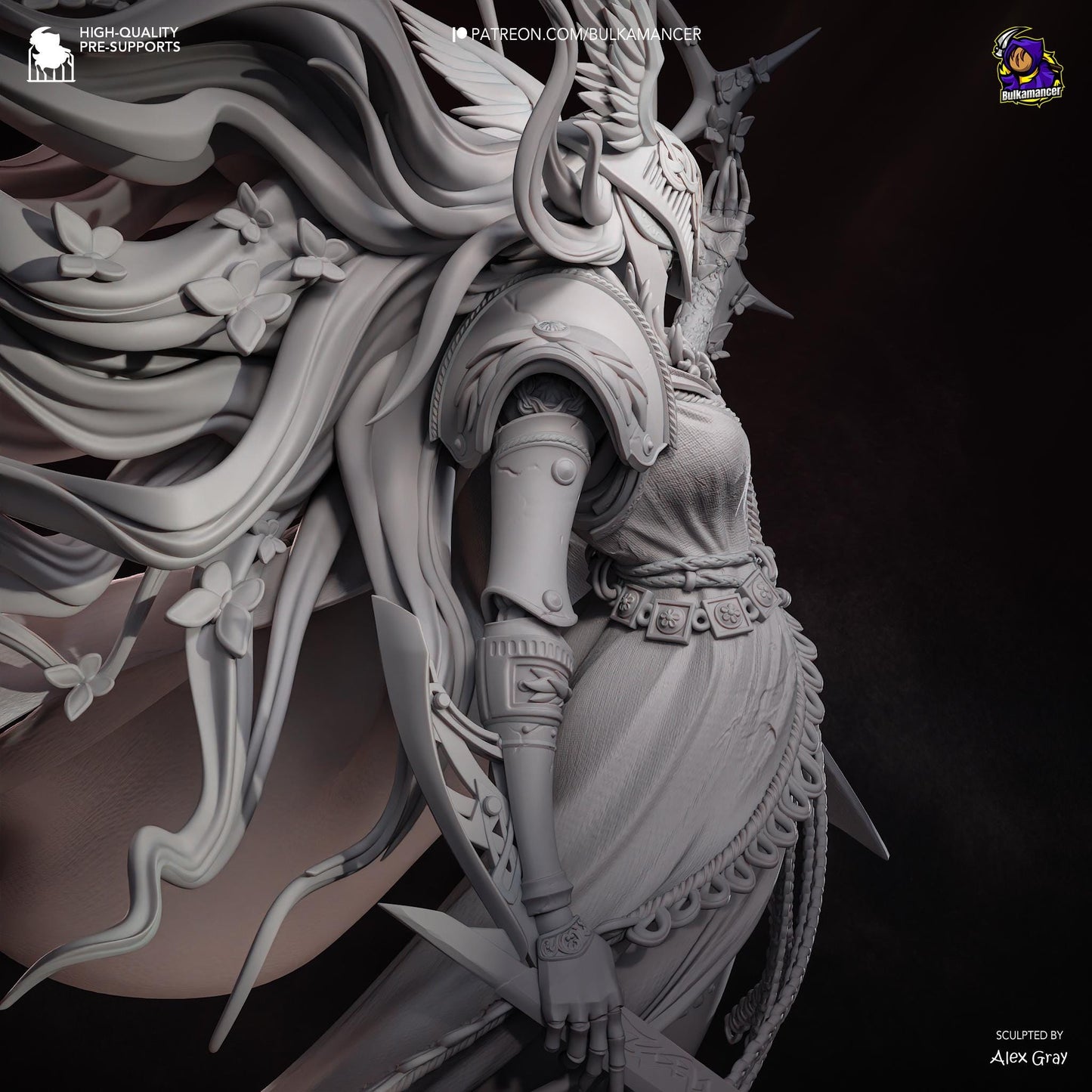 Blade of Rot Unpainted Resin Statue | Corrupted Sword Saint Warrior | Dark Fantasy Display Figure