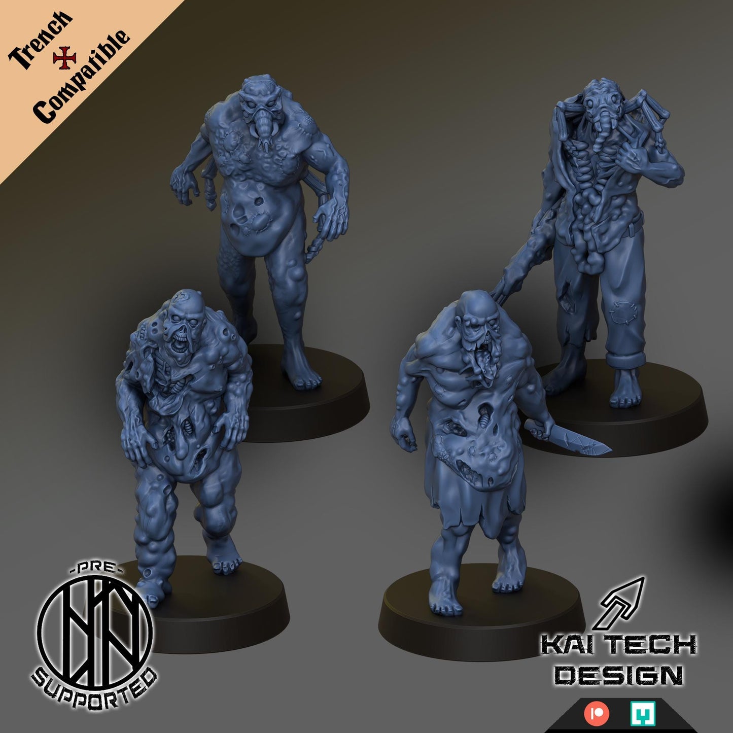 Trench Crusade Compatible - Cult Of The Black Grail Warband Set With Bases