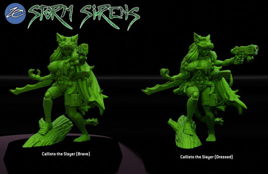 Callisto the Slayer – Storm Sirens Hero | Sci-Fi Female Commander | Imperial Guard-Style Proxy Miniature