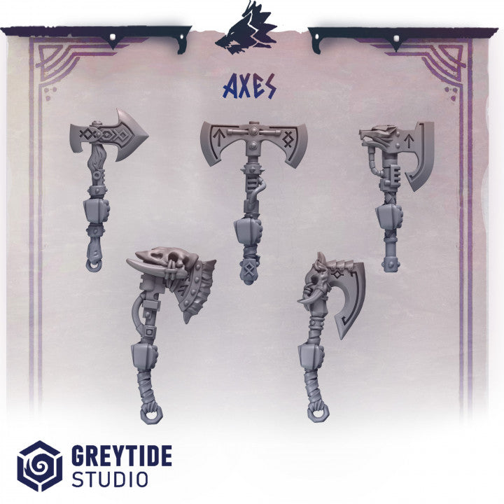 10x Primal Hound Axes | Grimdark Conversion Bits | War Game Accessory