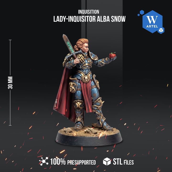 Lady-Inquisitor Alba Snow, Hand-Sculpted Multi-Part Kit, 28mm Scale