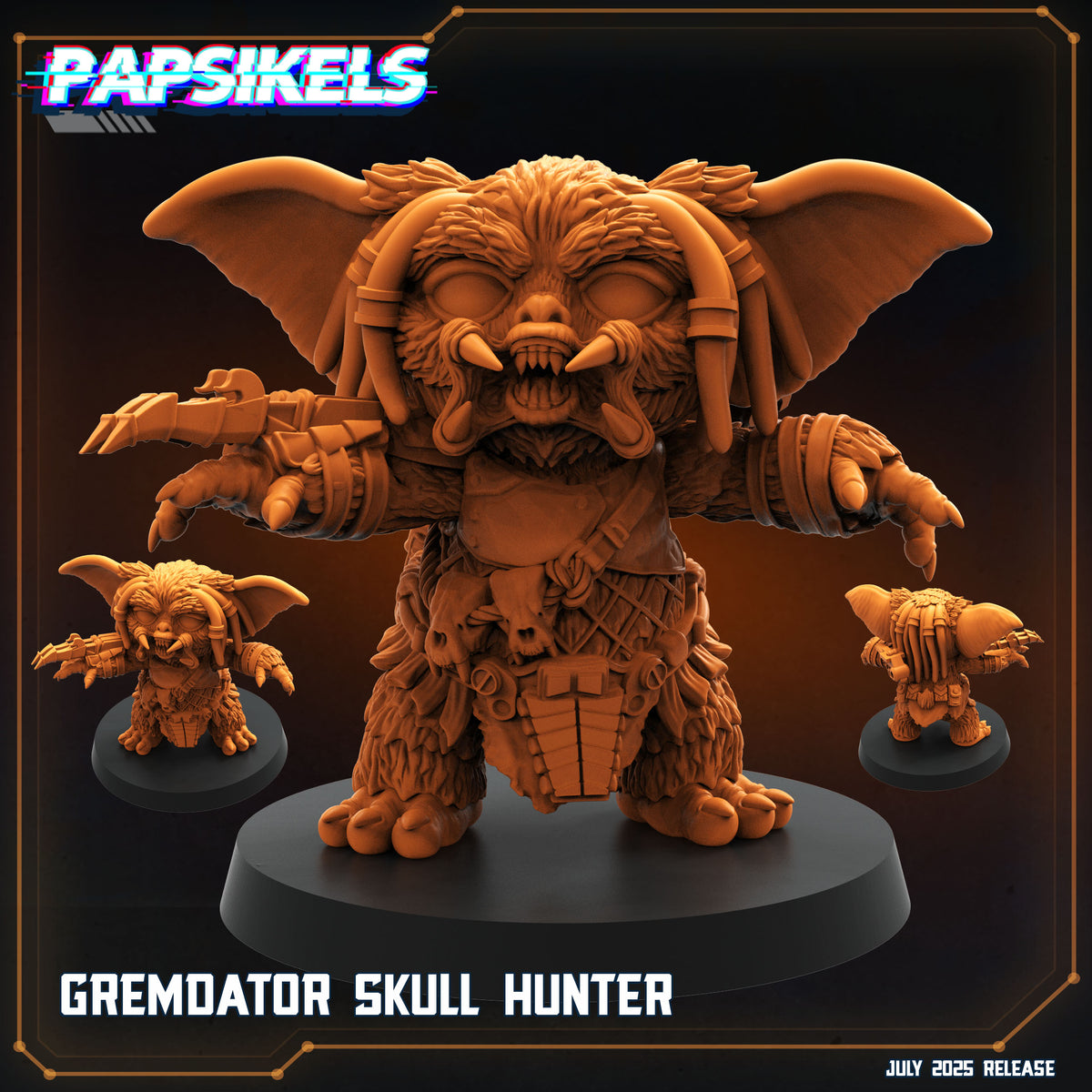 a 3D rendering of a figurine of a creature called the Gremator Skull Hunter, which is a character from the video game Gremator.