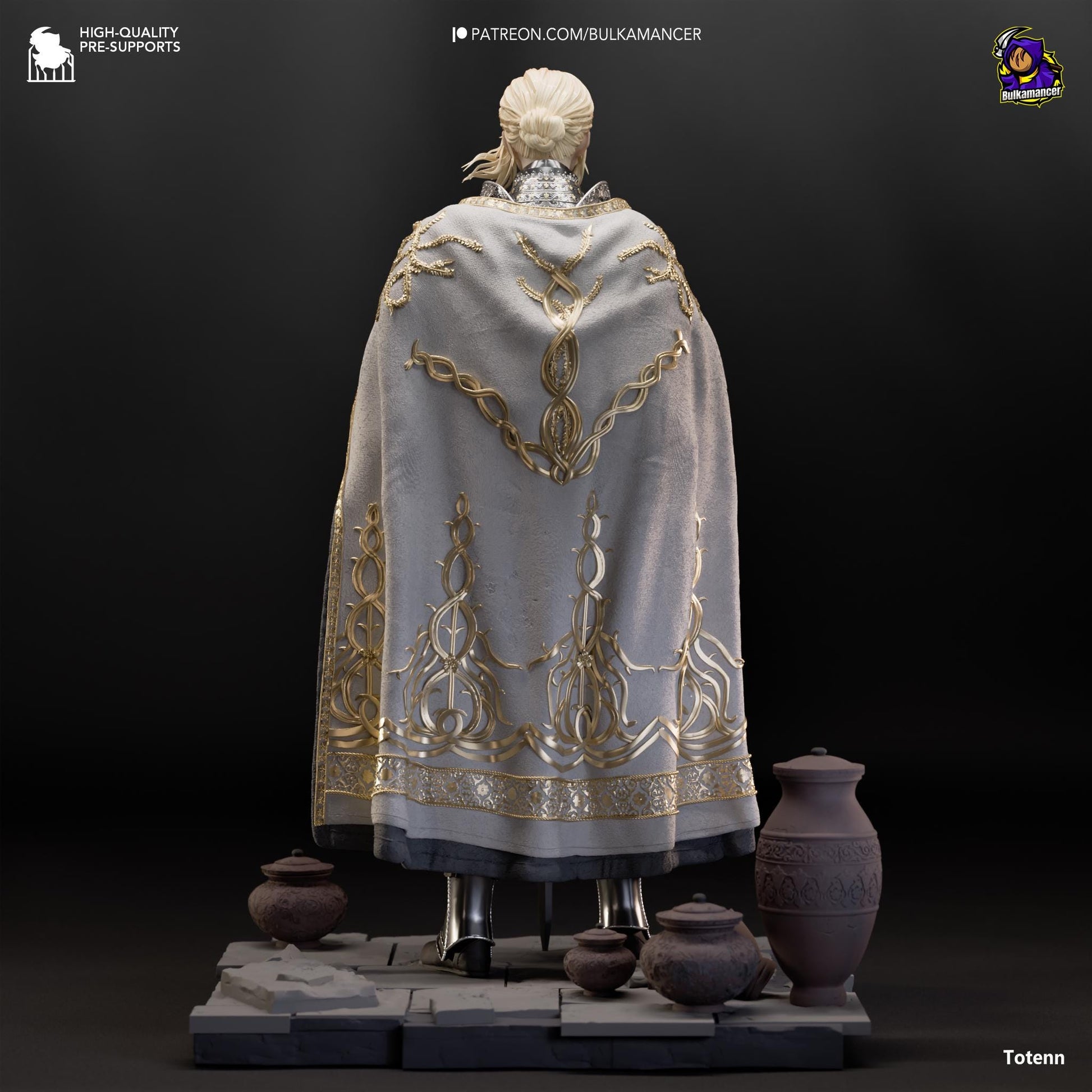 a figurine of a priest in a white robe