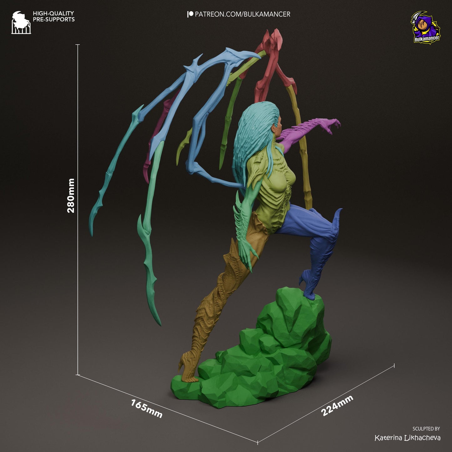 Infested Queen Alien Horror Display Statue | Large 3D Printed Resin Sculpture | Unpainted Collectible Model