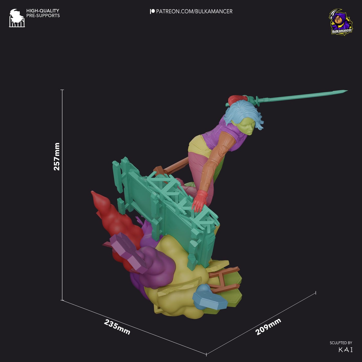 a 3d model of a person on a large object