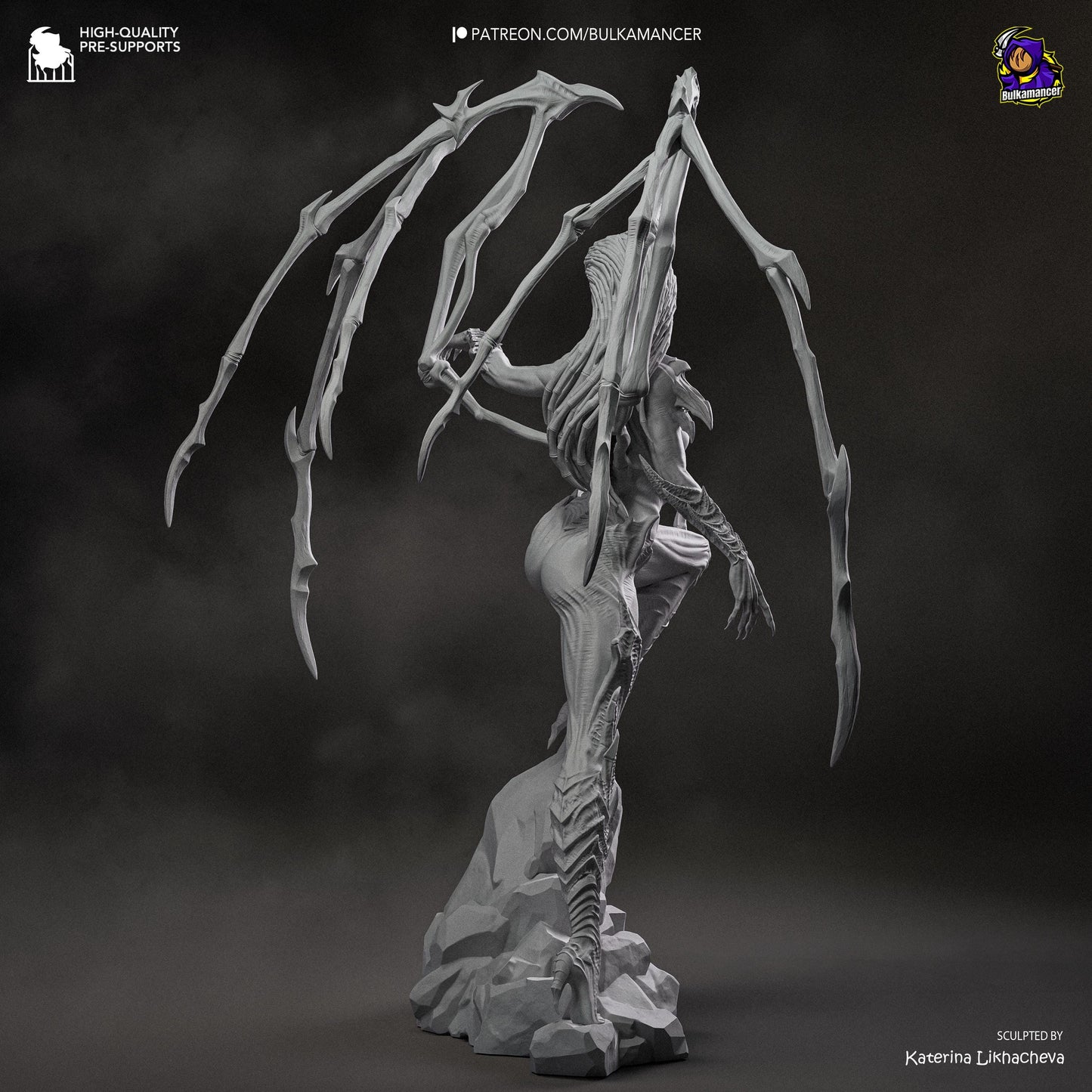 Infested Queen Alien Horror Display Statue | Large 3D Printed Resin Sculpture | Unpainted Collectible Model