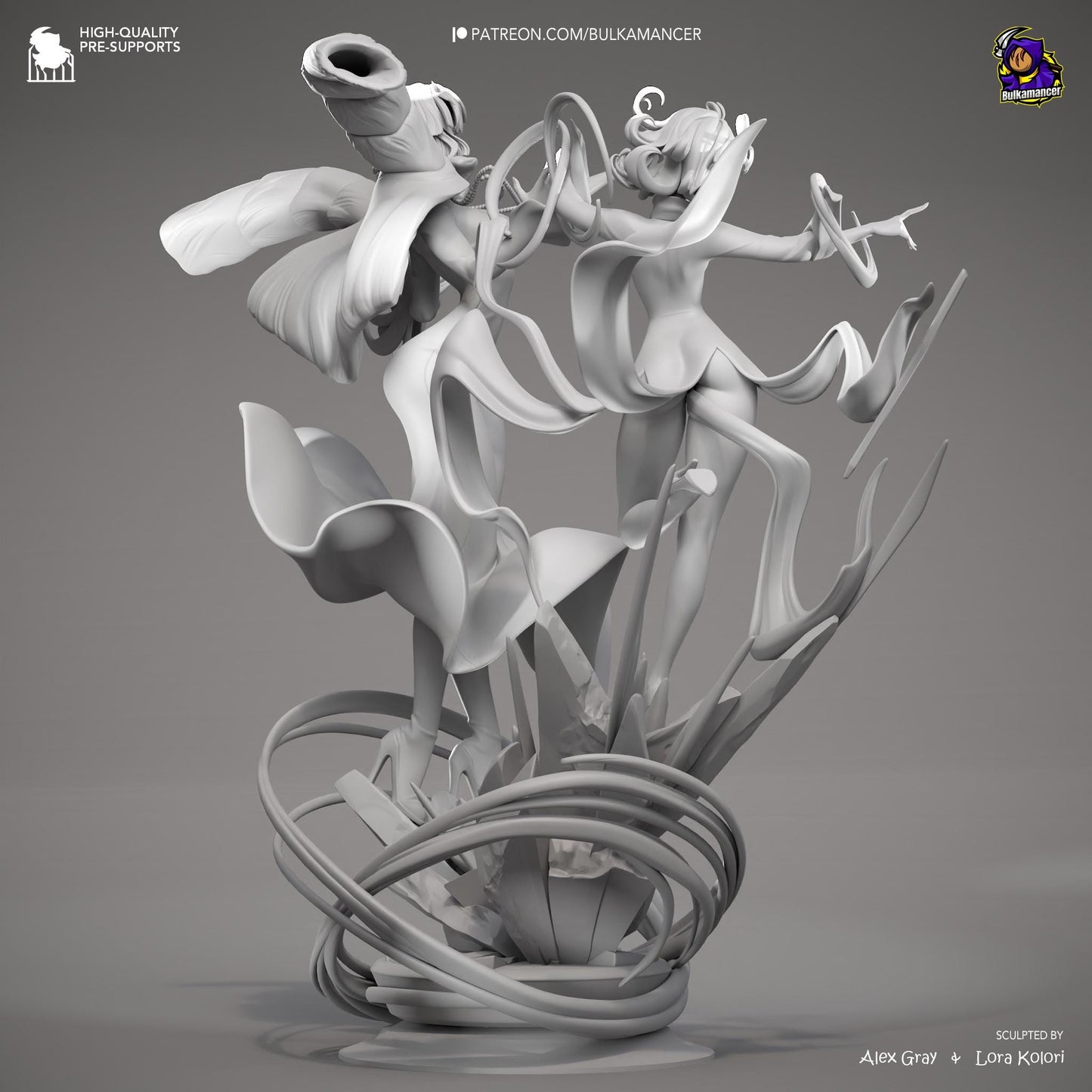 Psychic Duo Display Statue | Dynamic Resin Art Sculpture | Unpainted & Unassembled | High-Detail Collector Figurine | Bulkamancer