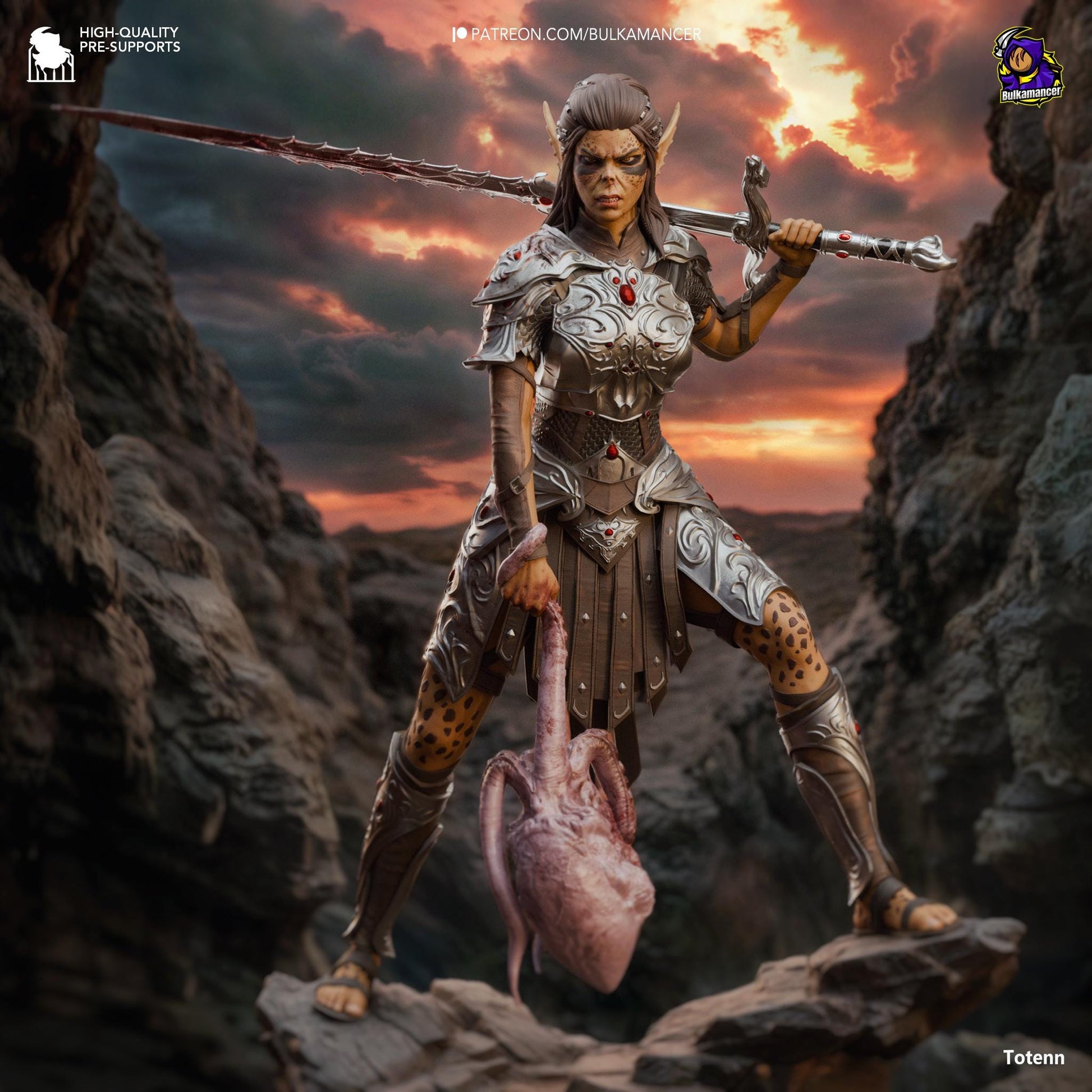 a statue of a woman holding a sword and a pig