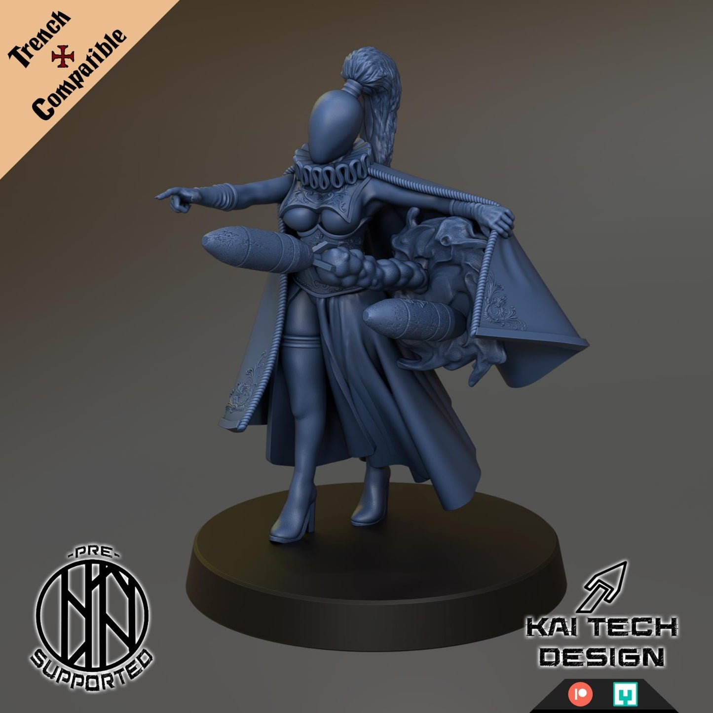 Trench Crusade Compatible Artillery Witch x2 - KaiTech - With Trench Style Bases