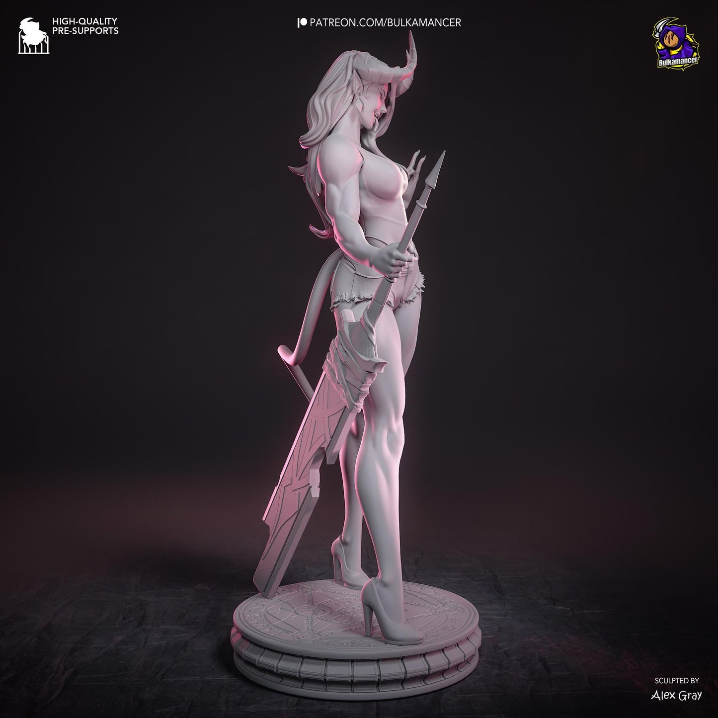 Atheist Devil – Demon Pinup Display Statue | 3D Printed Resin Figure | Unpainted Collectible Model